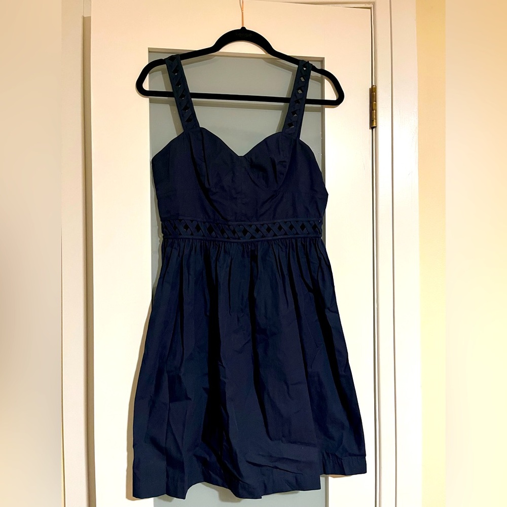 100% cotton navy blue French Connection summer dress.